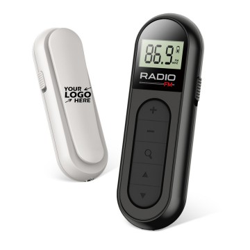 LCD Rechargeable Clip FM Radio with Earbuds 